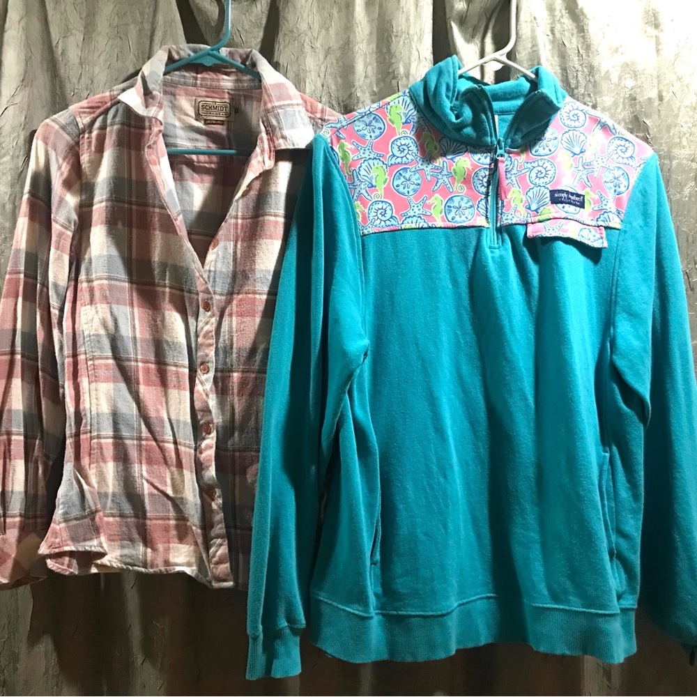 2 Small Tops Simply Southern & Free Schmidt Soft Flannel